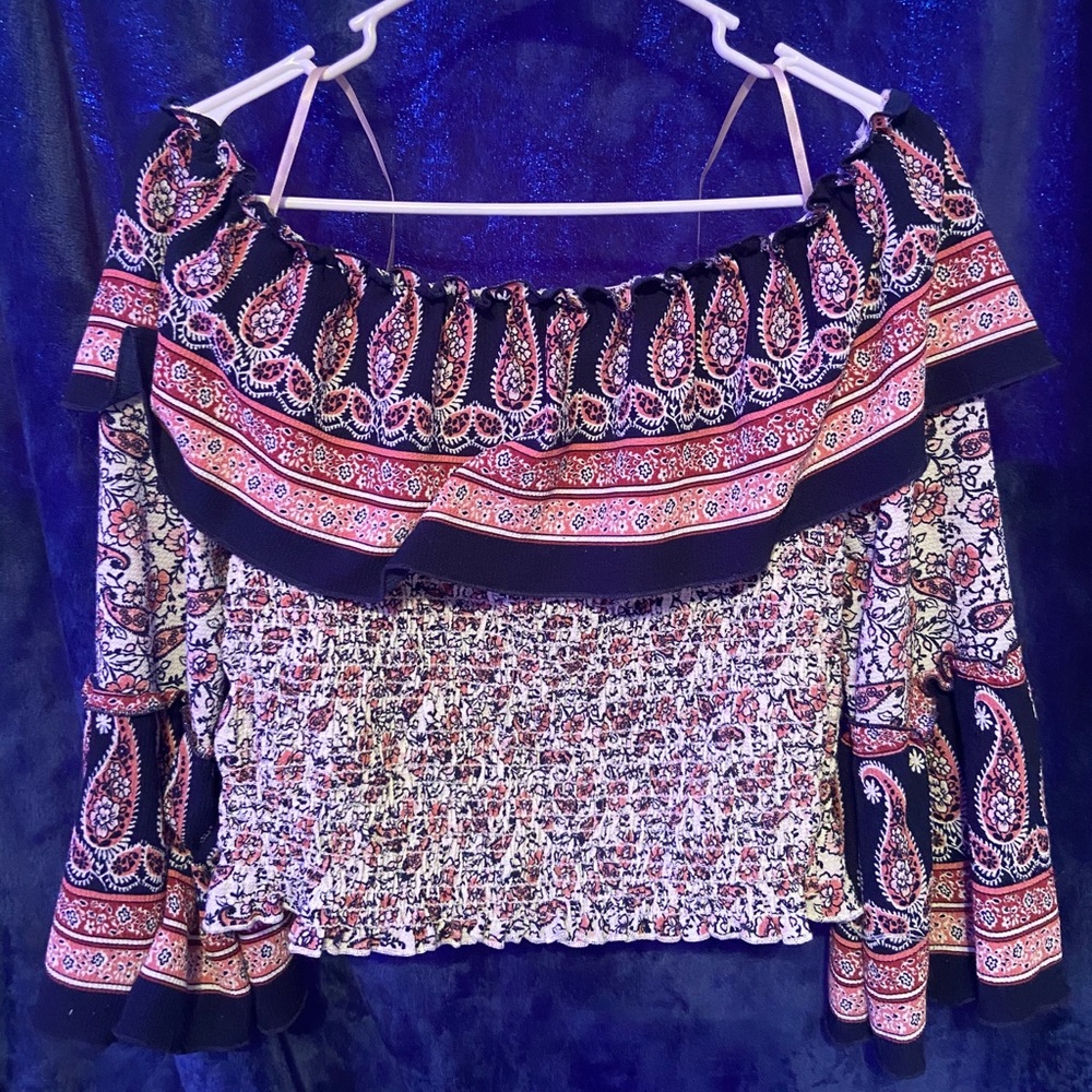 Off Shoulder Long Sleeve Blouse